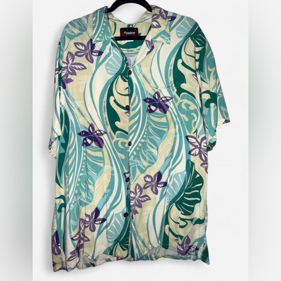 Other - Men's Tropical Print Shirt - Green and Purple